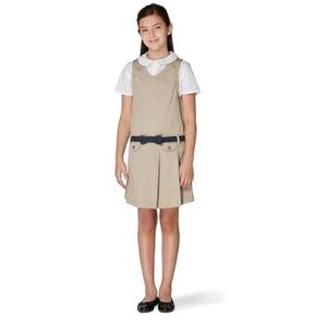 FRENCH TOAST GIRLS BOW BELTED JUMPER - KHAKI